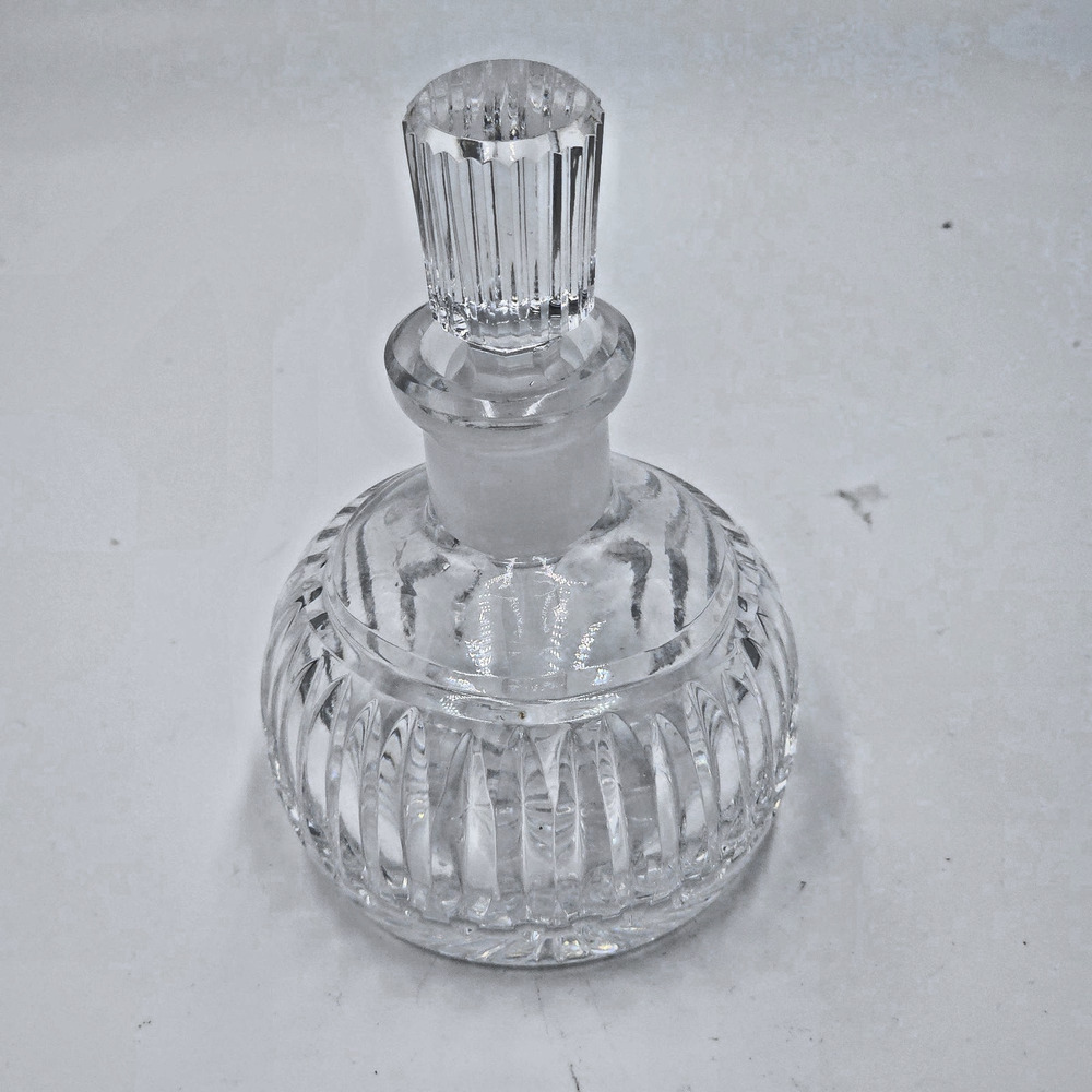 Vintage Crystal Clear Cut Perfume Bottle Decanter & Stopper